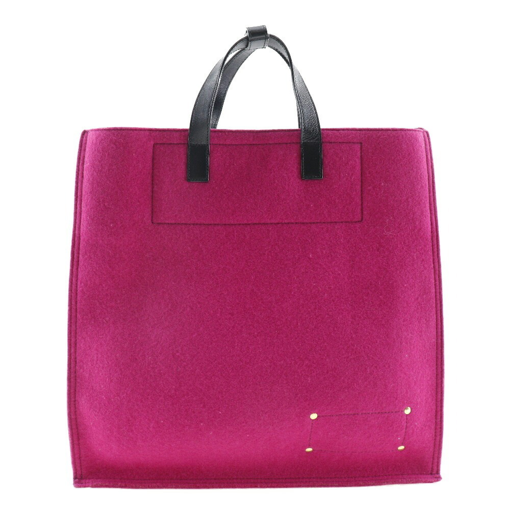 Saint Laurent tote bag felt leather pink open